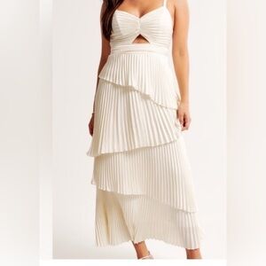 Abercrombie & Fitch Cream Midi A-Line Skirt